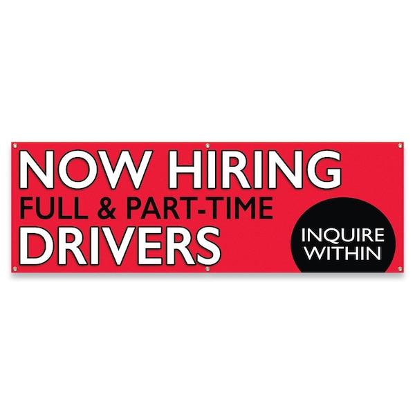 Now Hiring Full & Part-Time Drivers Banner Concession Stand Food Truck Single Sided